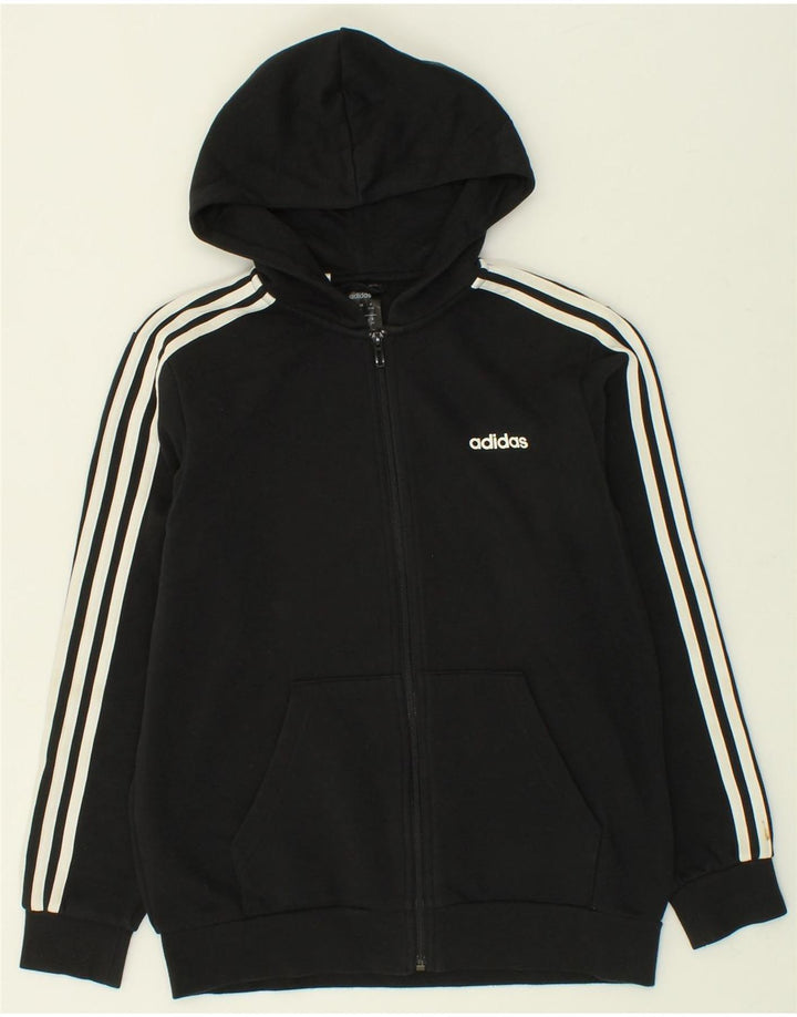 ADIDAS Boys Zip Hoodie Sweater 13-14 Years Black Cotton Vintage Adidas and Second-Hand Adidas from Messina Hembry 
