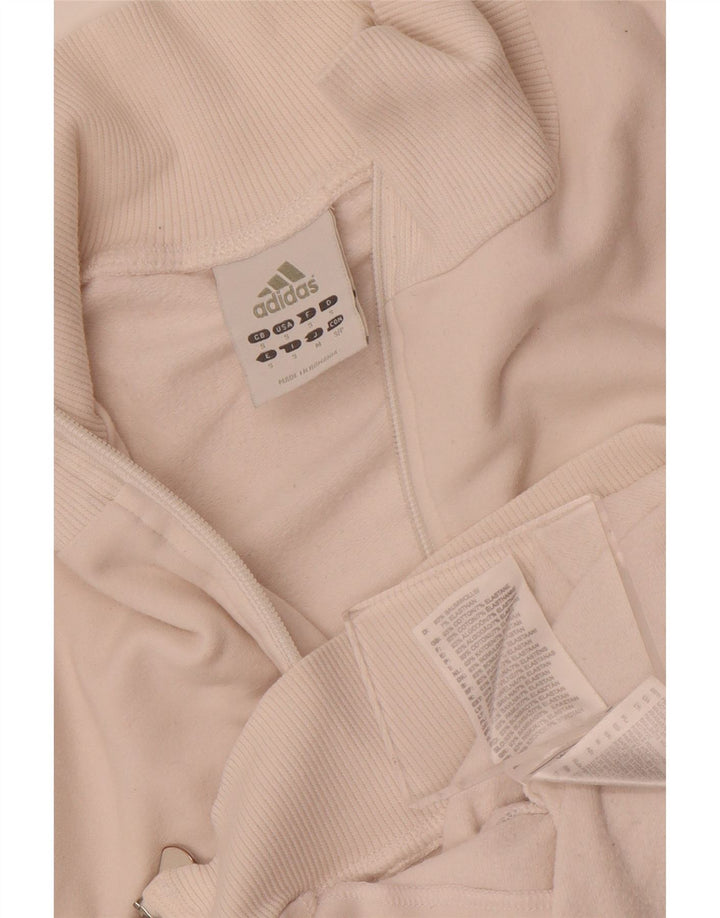 Adidas Womens Crop Tracksuit Top Jacket UK 10 Pequeno Algodão Branco