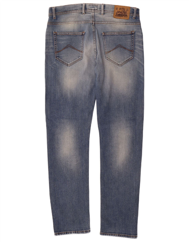 Calça Jeans Carrera Masculina Distressed Slim W34 L33 Azul Algodão