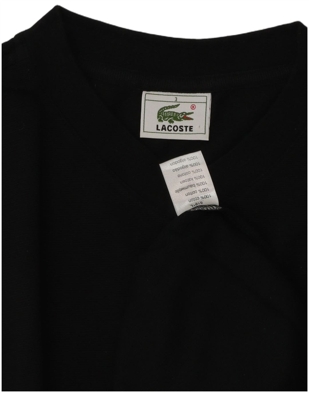 Camiseta masculina Lacoste tamanho superior 3 pequeno algodão preto