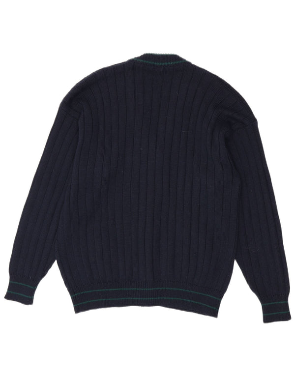 Vintage Mens Cardigan Sweater Medium Navy Blue