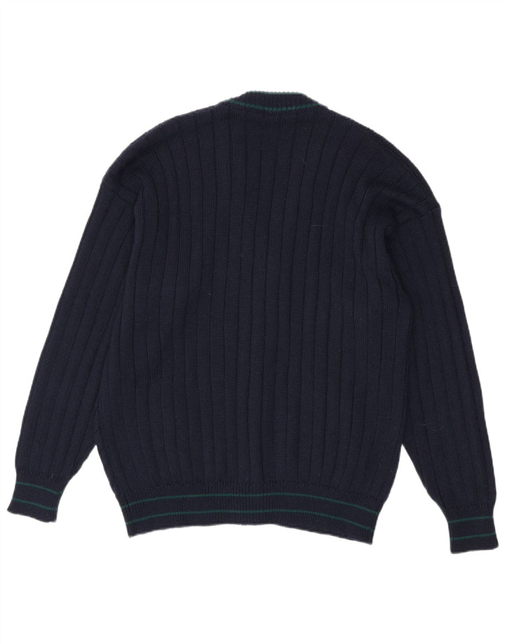 Suéter Cardigan Masculino Vintage Médio Azul Marinho