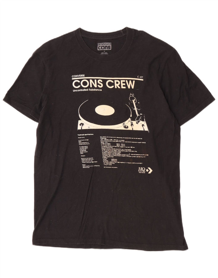 Camiseta masculina Converse Regular Graphic Top Médio Algodão Preto Música