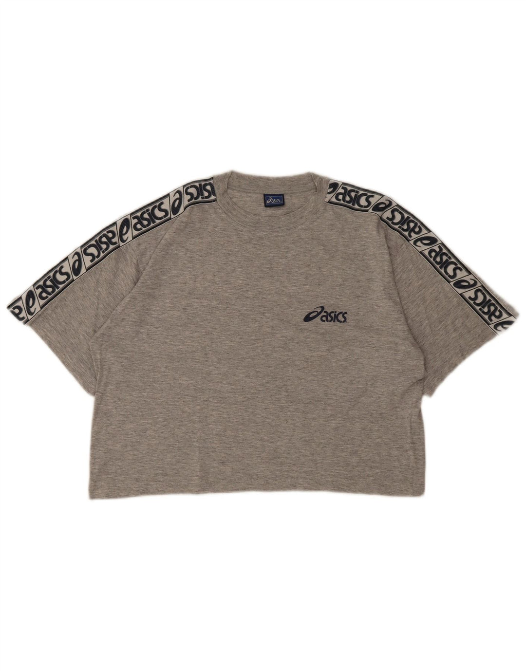 Camiseta feminina Asics Crop Graphic UK 14 cinza médio manchado