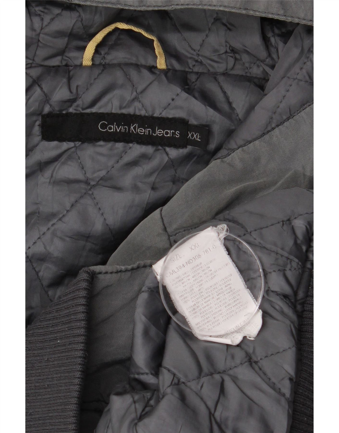 Jaqueta bomber masculina com capuz Calvin Klein Jeans Reino Unido 44 2XL cinza poliéster