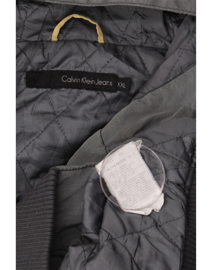 Jaqueta bomber masculina com capuz Calvin Klein Jeans Reino Unido 44 2XL cinza poliéster