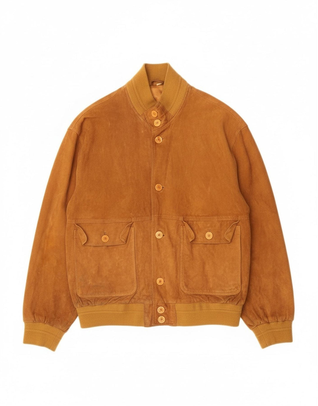 Jaqueta bomber masculina vintage de camurça IT 50 couro bege grande