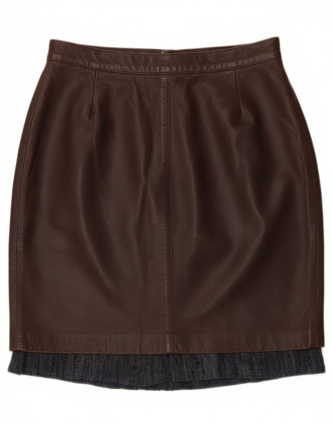 Saia de couro feminina vintage W28 couro marrom médio