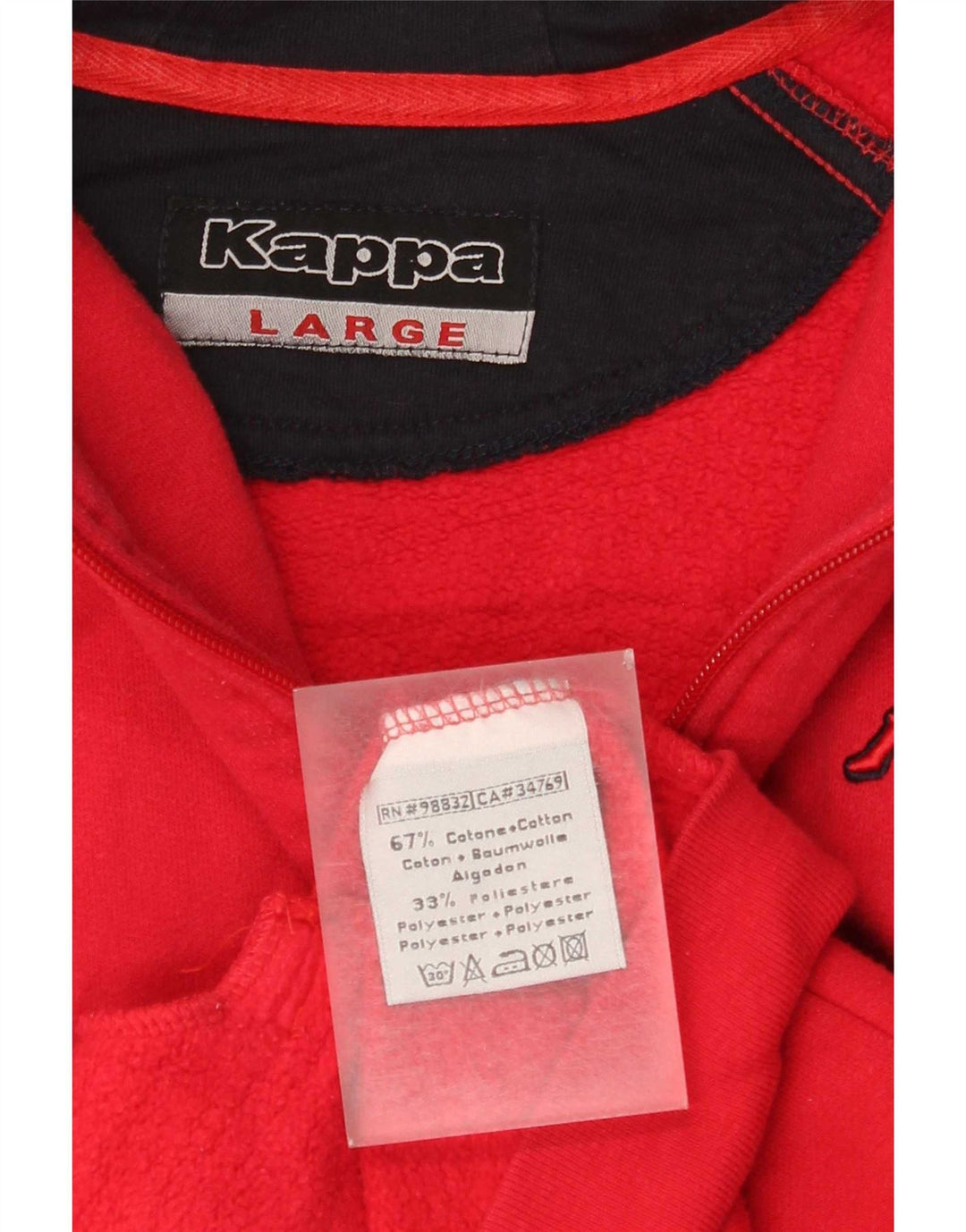 Suéter masculino Kappa com capuz e zíper grande algodão vermelho