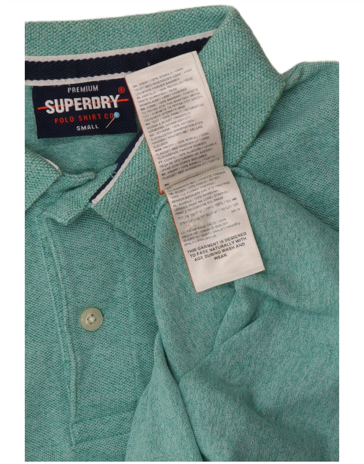 Camisa polo masculina SUPERDRY pequena verde algodão