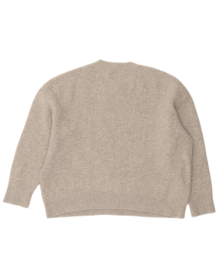 Suéter feminino All Saints com gola redonda grande, Reino Unido 16, lã cinza grande