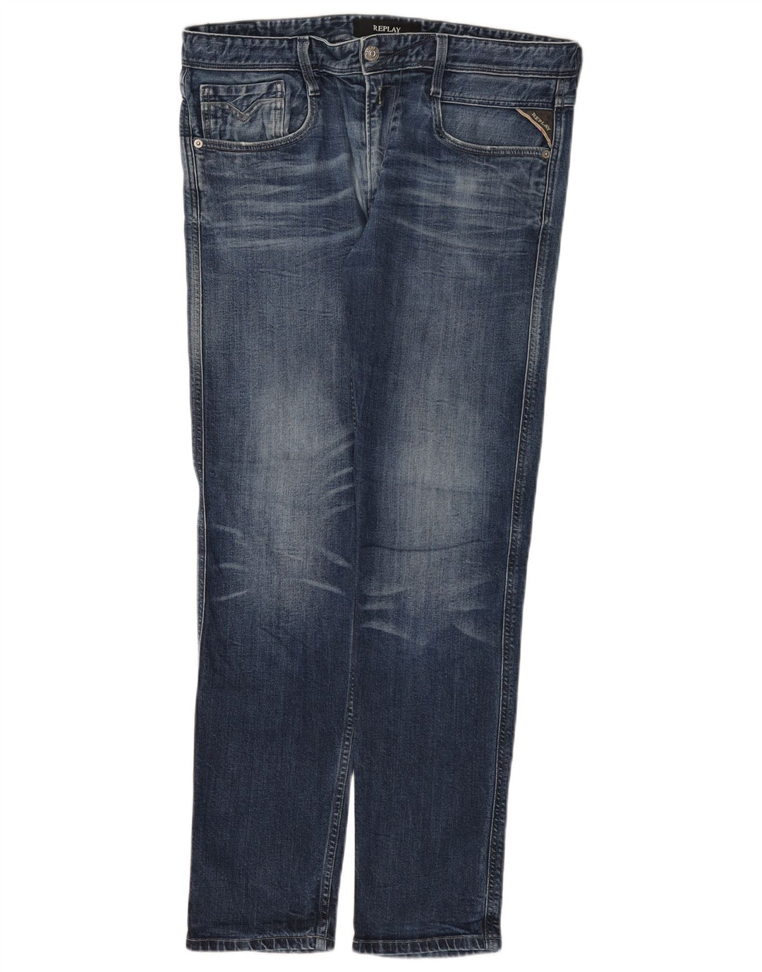 Replay Jeans Slim Feminino W34 L32 Azul Algodão