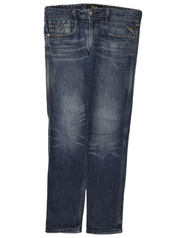 Replay Jeans Slim Feminino W34 L32 Azul Algodão