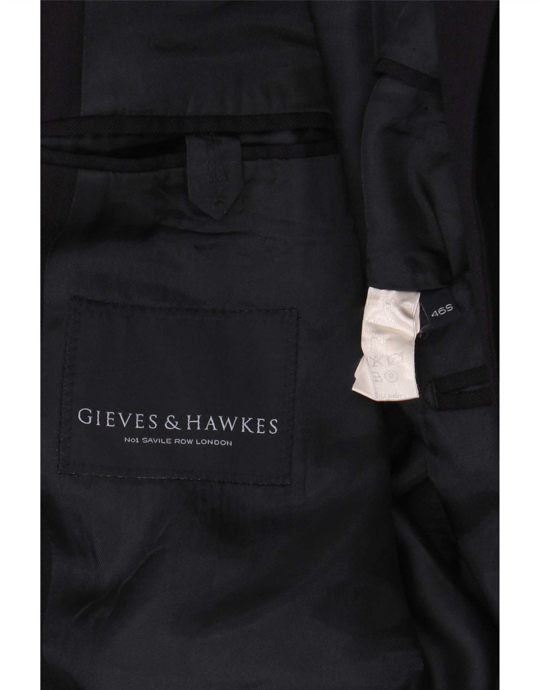 Jaqueta blazer masculina de 2 botões Gieves & Hawkes Reino Unido 46 3XL lã azul marinho
