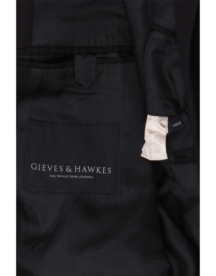 Jaqueta blazer masculina de 2 botões Gieves & Hawkes Reino Unido 46 3XL lã azul marinho
