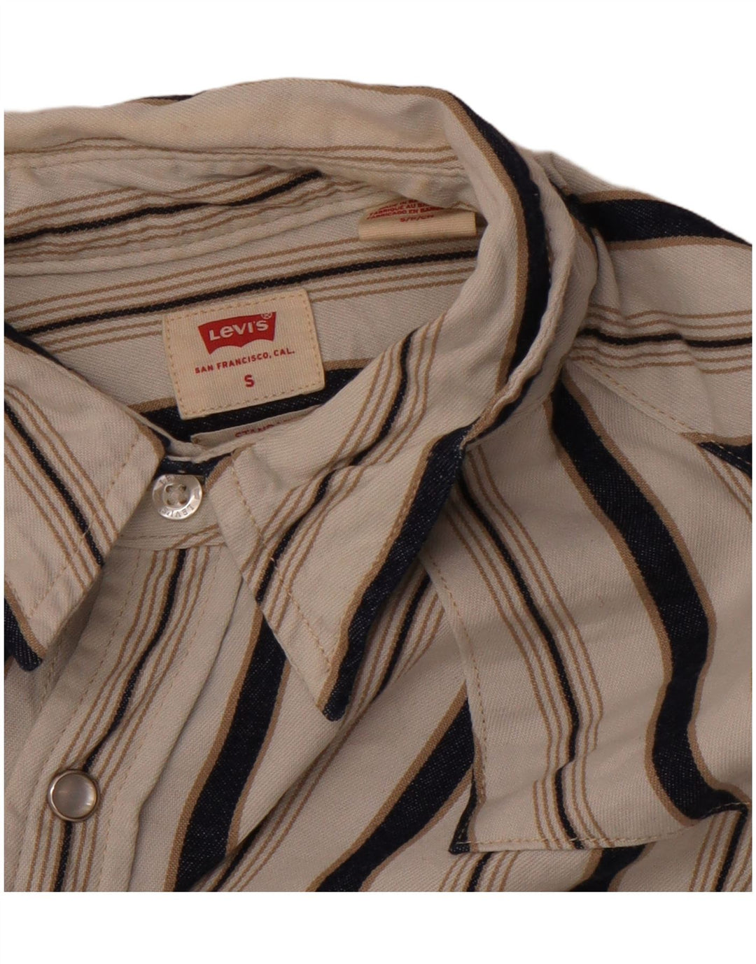 Camisa masculina de flanela LEVI'S pequena listrada branca