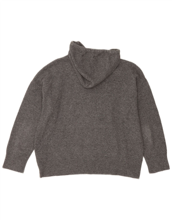 Zara Suéter feminino com capuz grande e grande, Reino Unido 10, pequeno, cinza, poliéster