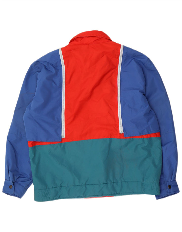 Jaqueta corta-vento masculina vintage UK 42 XL azul colorblock