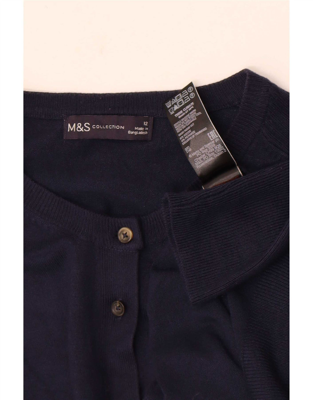 Suéter cardigã feminino Marks & Spencer UK 12 viscose azul marinho médio