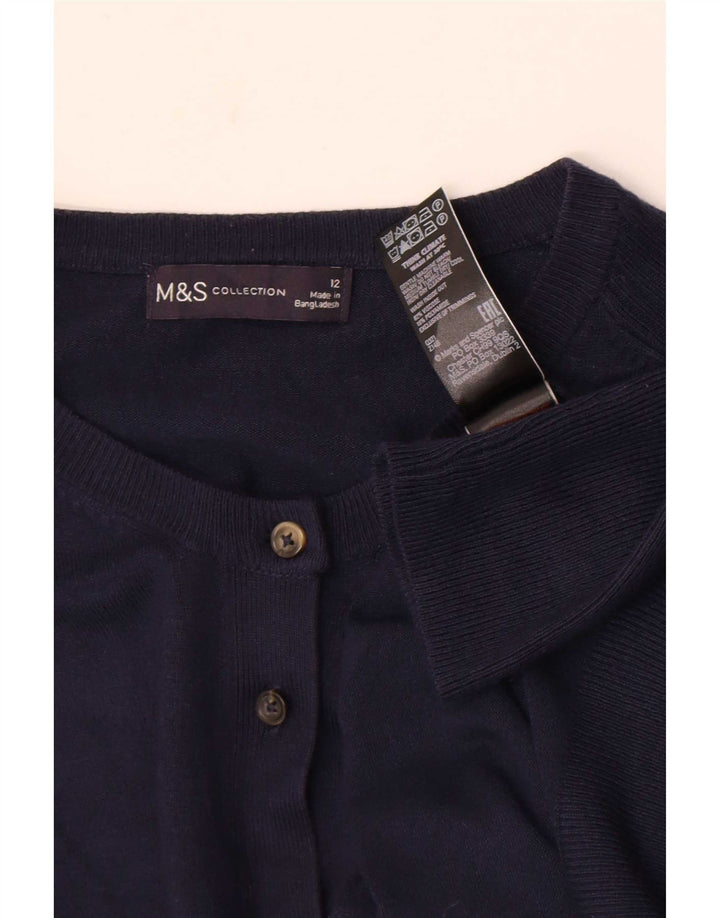 Suéter cardigã feminino Marks & Spencer UK 12 viscose azul marinho médio