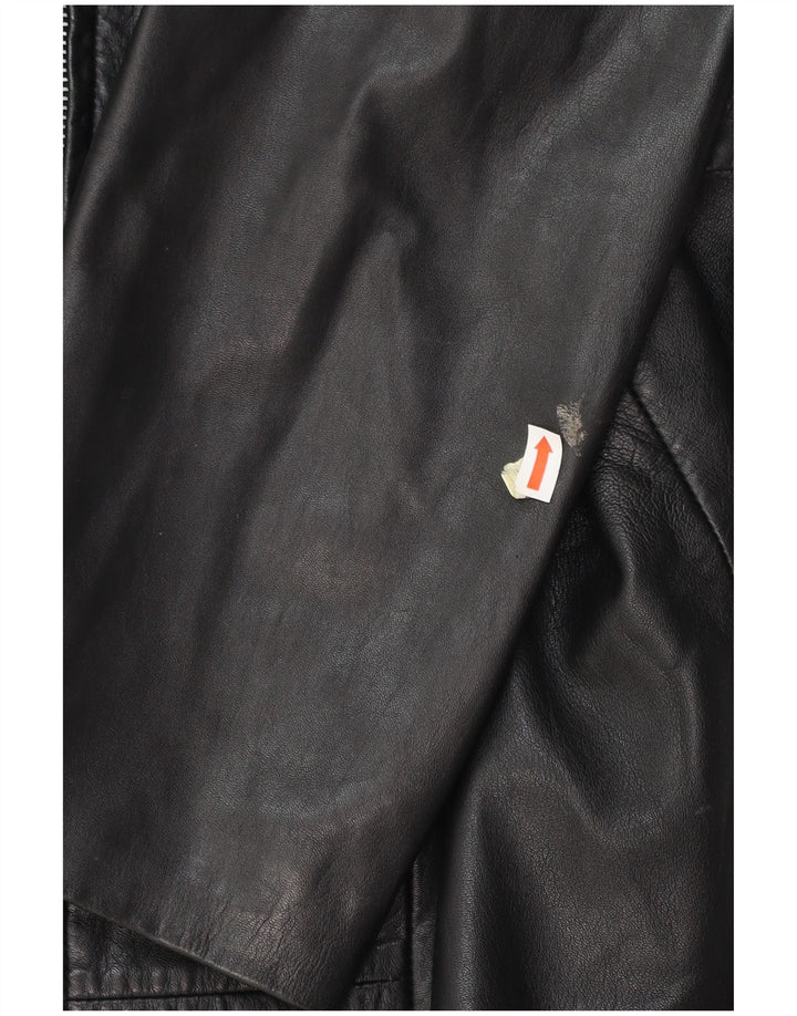 Casaco de couro feminino GERRY WEBER Reino Unido 16 grande couro preto