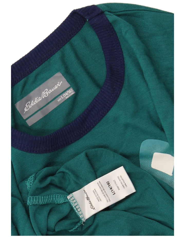 EDDIE BAUER Camiseta gráfica masculina manga comprida 13-14 anos grande verde