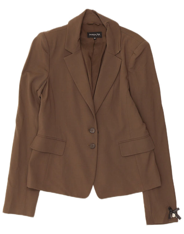 PATRIZIA PEPE Jaqueta blazer feminina de 2 botões IT 46 grande lã virgem marrom