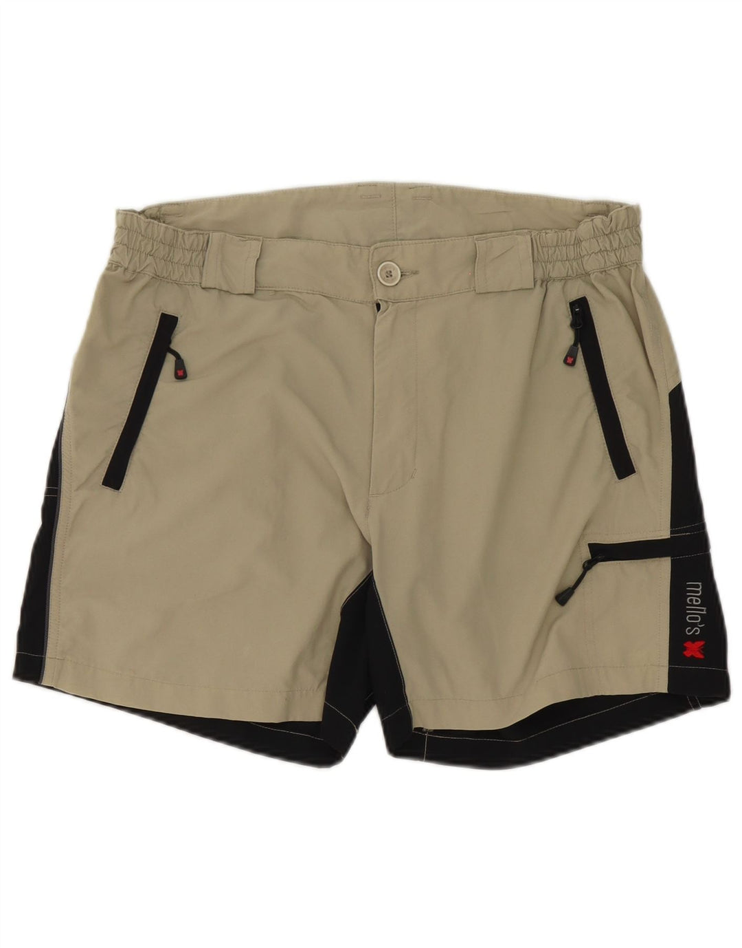 Mello's Mens Cargo Shorts W32 Médio Bege Colourblock Poliamida