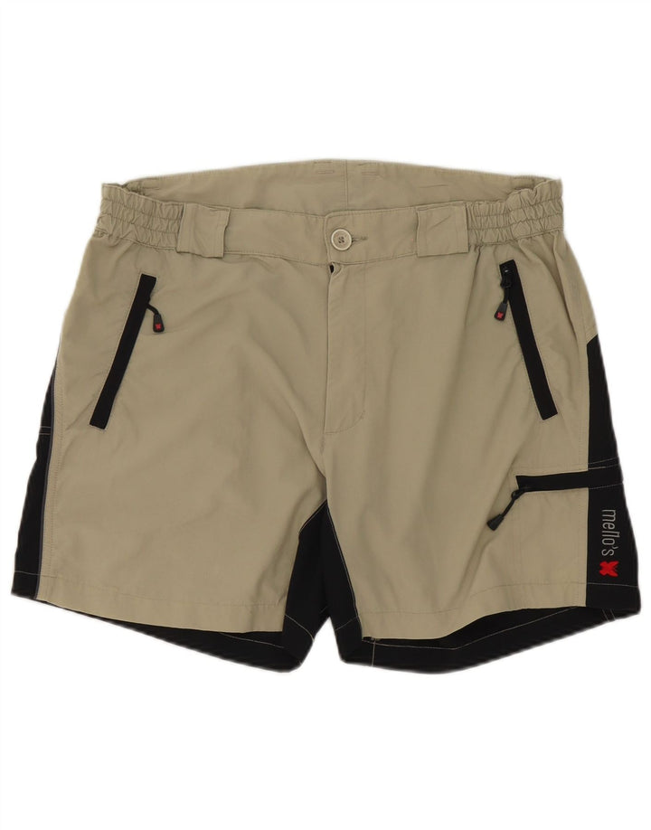 Mello's Mens Cargo Shorts W32 Médio Bege Colourblock Poliamida