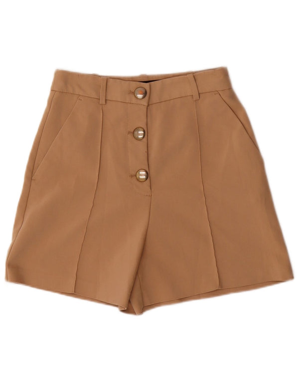 Zara Shorts Chino feminino de cintura alta pequeno W26 algodão bege