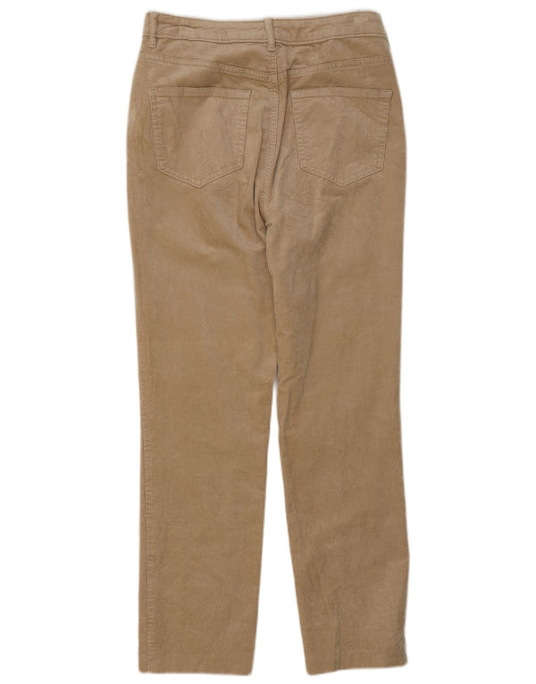 Calça feminina reta de veludo Marks & Spencer Reino Unido 10 pequena W27 L28 bege