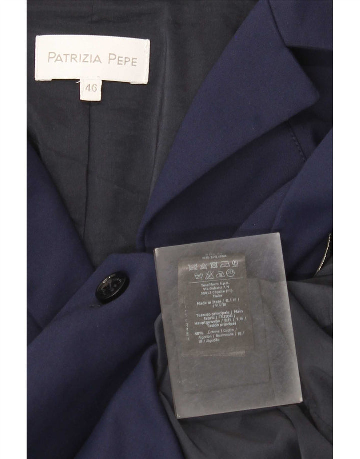 Jaqueta blazer feminina Patrizia Pepe com 2 botões IT 46 grande algodão azul marinho