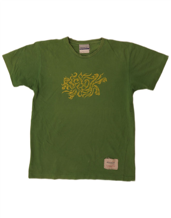 Camiseta gráfica masculina Reebok Top pequeno algodão verde