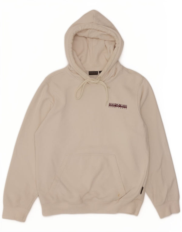 Suéter feminino Napapijri com capuz gráfico grande algodão branco