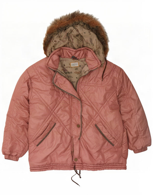 Jaqueta de esqui feminina Skiss com capuz de grandes dimensões EU 44 XL poliéster rosa