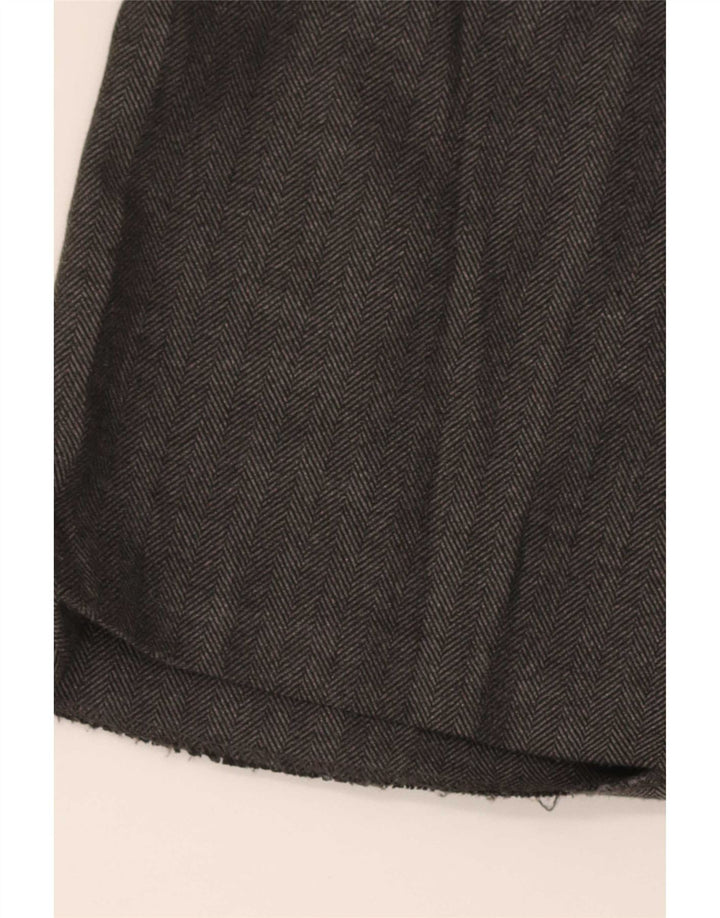Zara Calça Chino Feminina de Perna Larga Médio W28 L30 Cinza Espinha de Peixe