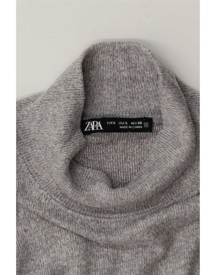 Suéter feminino Zara com gola tartaruga e gola redonda, Reino Unido 10 pequeno cinza