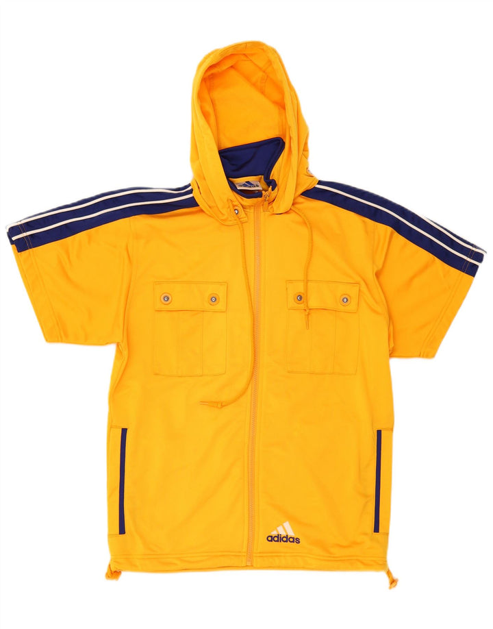 Adidas Mens Hooded Tracksuit Top Jacket Pequeno Laranja Colorblock