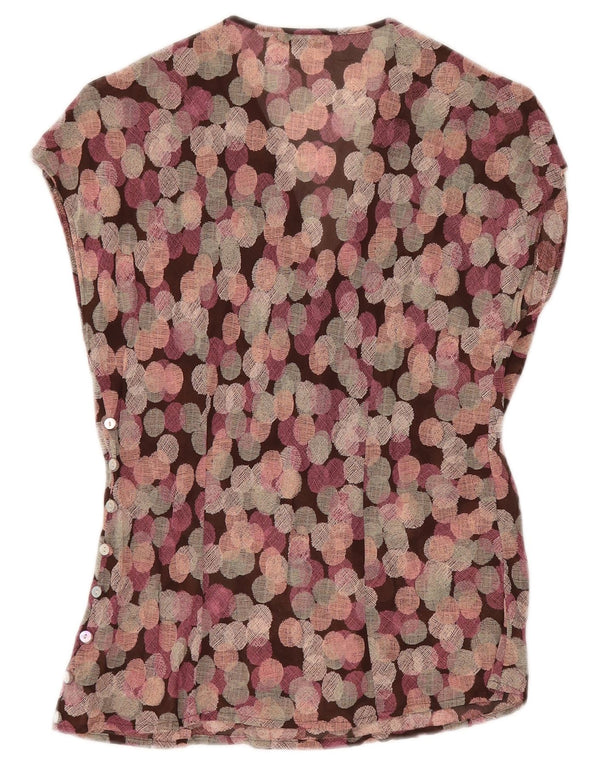 Blusa feminina sem mangas MARKS & SPENCER Top UK 12 Médio Roxo Geométrico