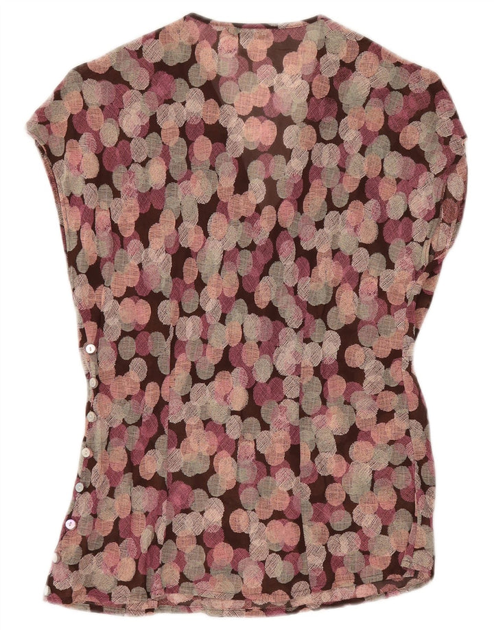 Blusa feminina sem mangas MARKS & SPENCER Top UK 12 Médio Roxo Geométrico