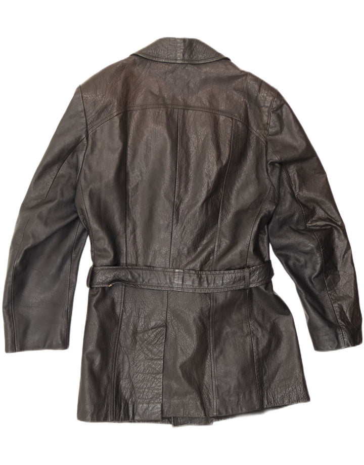 Jaqueta masculina de couro com peito duplo Carnaby Street UK 38 média preta