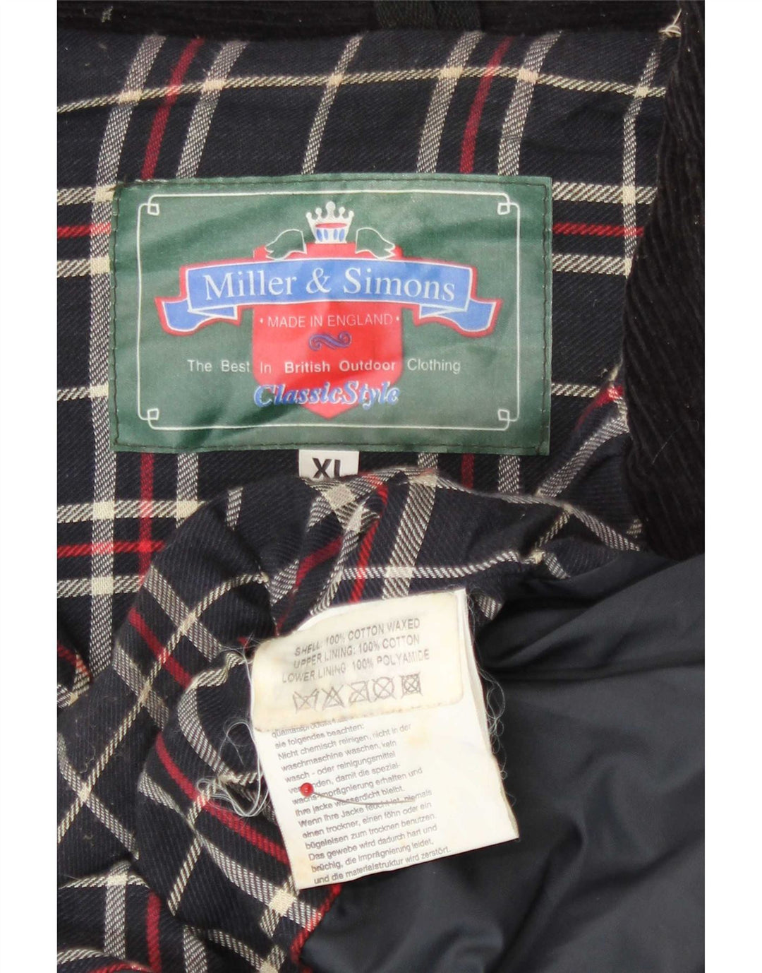 Jaqueta masculina de algodão encerado Miller & Simons Reino Unido 42 XL preta