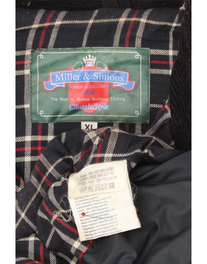 Jaqueta masculina de algodão encerado Miller & Simons Reino Unido 42 XL preta
