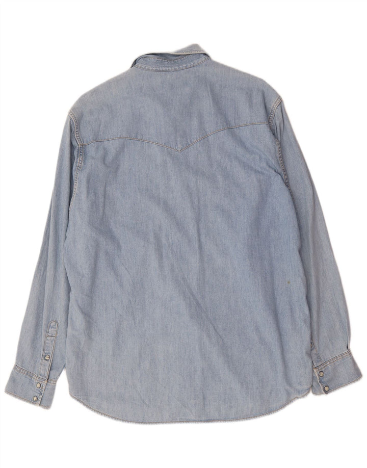 Camisa jeans masculina Lee grande algodão azul