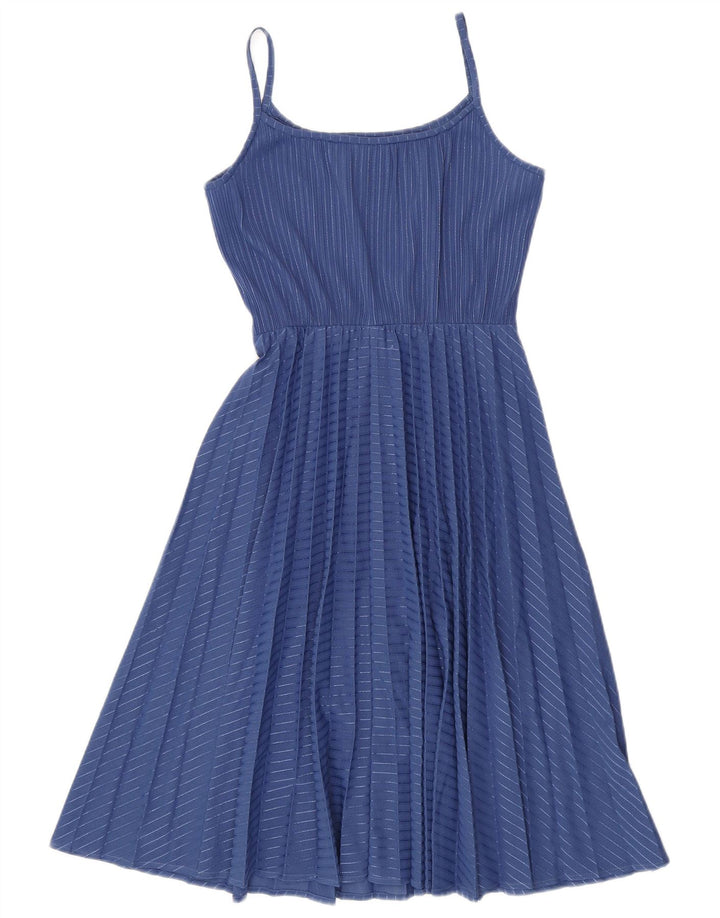 Vestido de verão feminino C&A UK 10 pequeno poliéster listrado azul