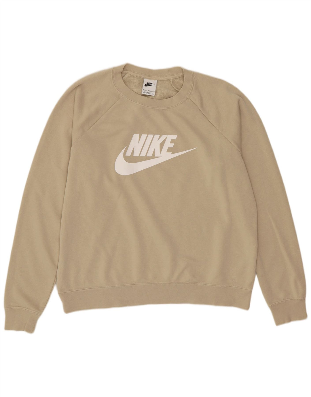 Nike feminino gráfico oversized moletom jumper UK 14 médio bege algodão
