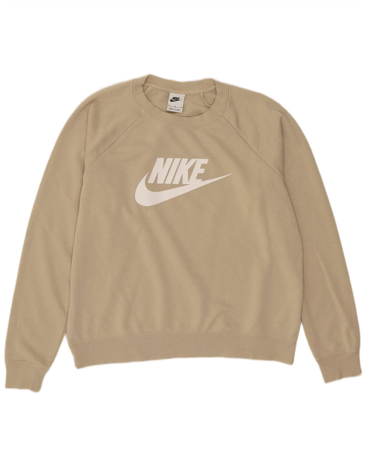 Nike feminino gráfico oversized moletom jumper UK 14 médio bege algodão
