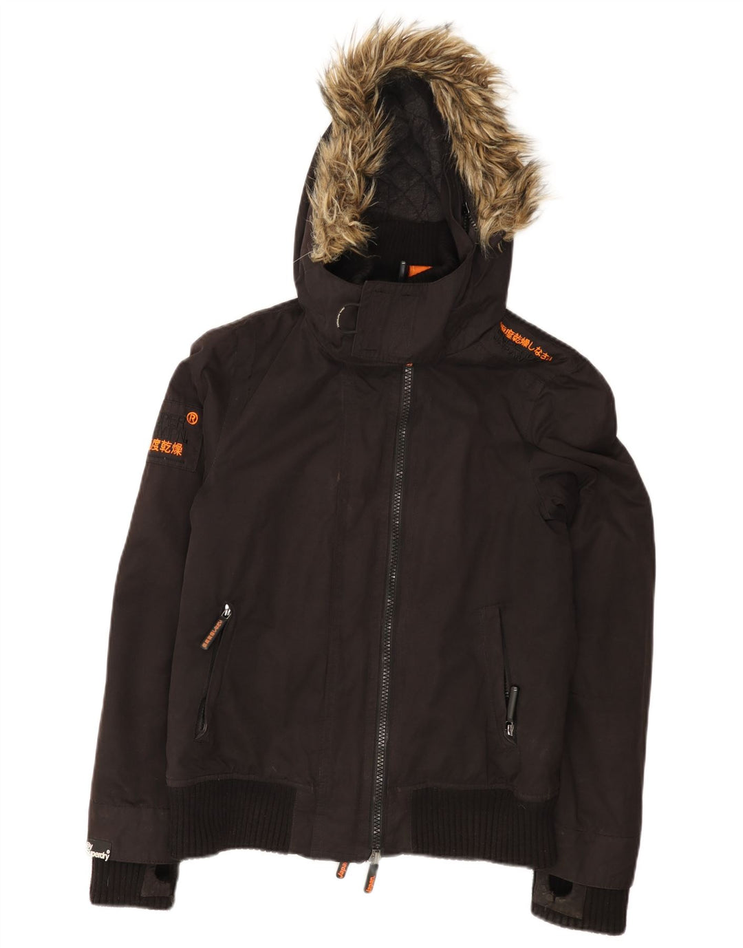Jaqueta corta-vento feminina Superdry The Windbomber com capuz Reino Unido 14 médio preto