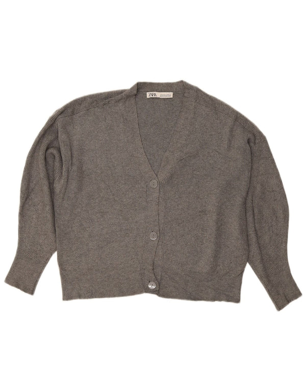 Suéter feminino Zara com corte solto e cardigan UK 14 viscose cinza médio