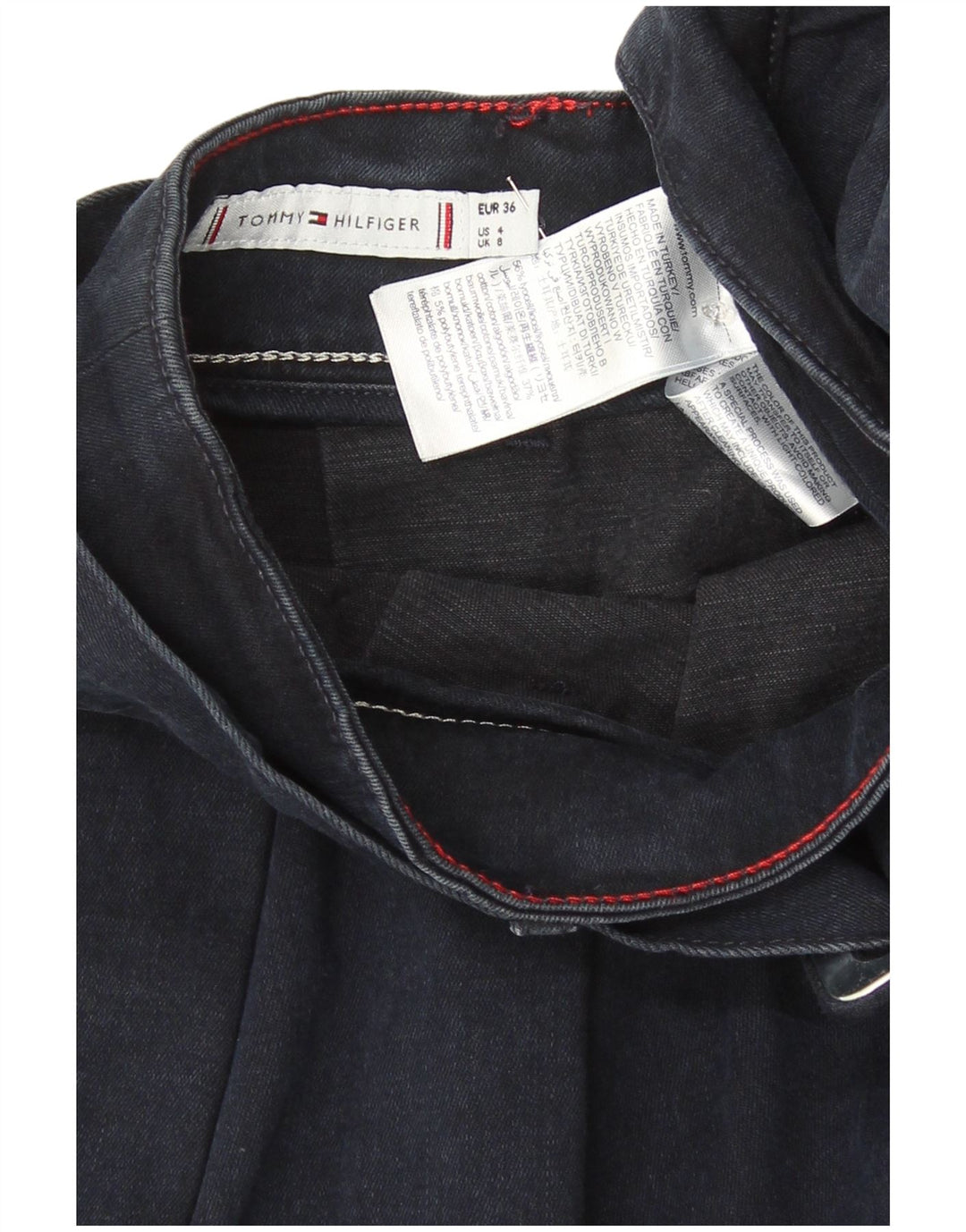 Saia jeans feminina Tommy Hilfiger US 8 médio W28 azul marinho Lyocell